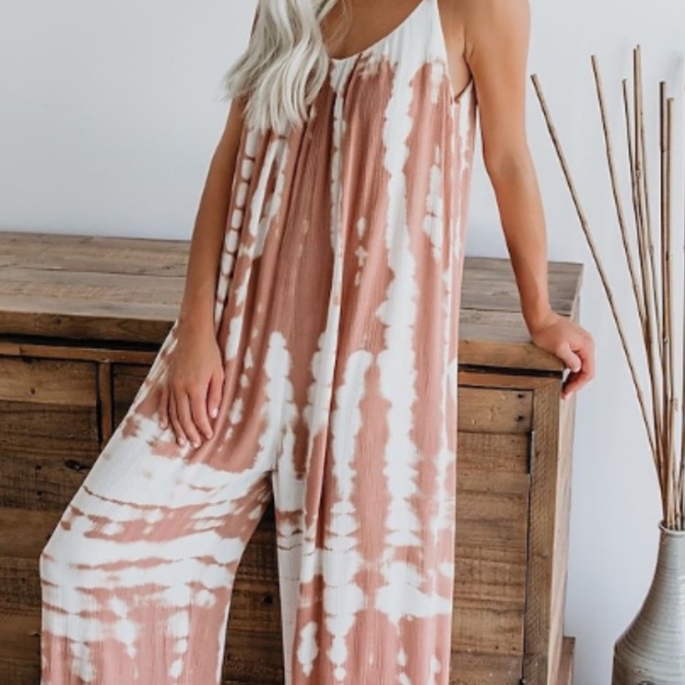 Women's Jumpsuit Tie Dye, Basic Light , Casual. Side pockets.